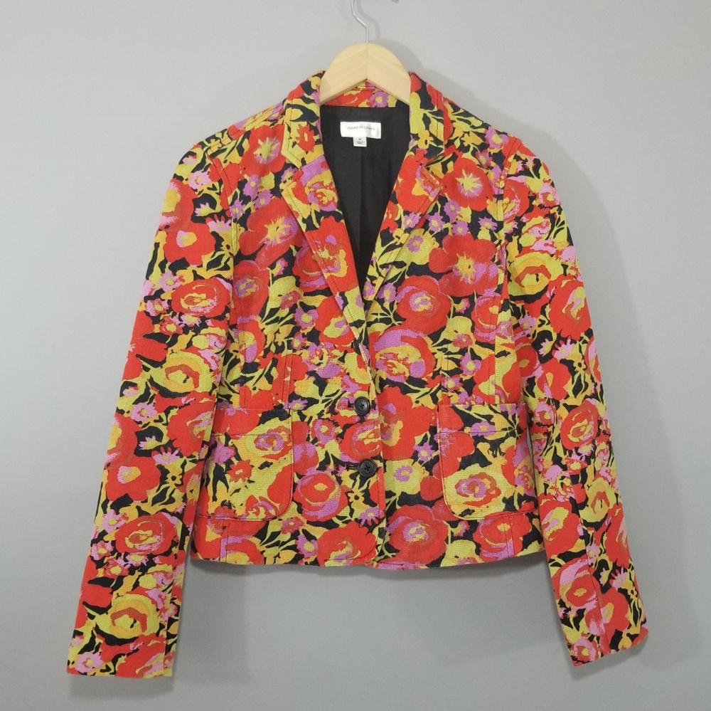 Isaac Mizrahi Target Red Yellow Floral Blazer Sz M